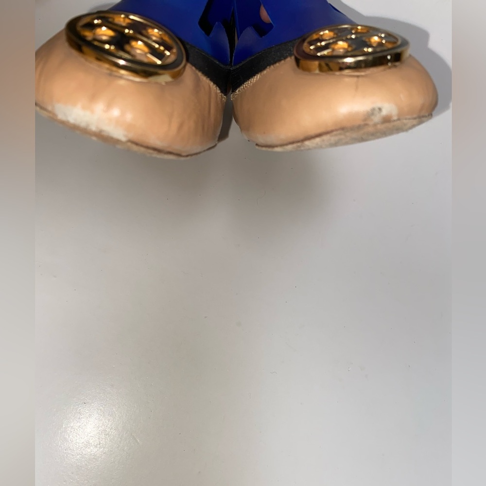 Tory Burch Tan Leather Ballet Flats With Logo Sz Women’s 7.5 M - Picture 4 of 11